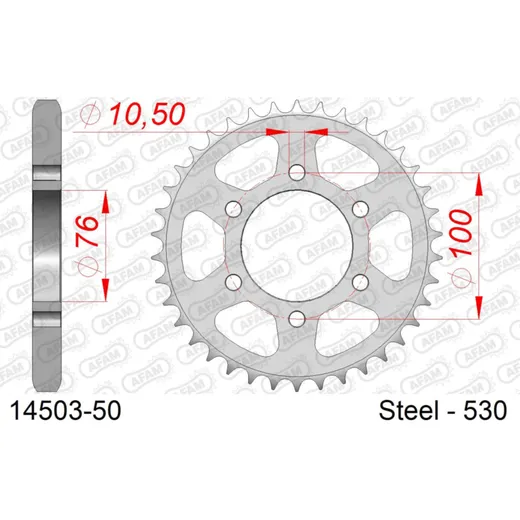 Stahl-Kettenrad AFAM 530 - 33Z Silber 1440033