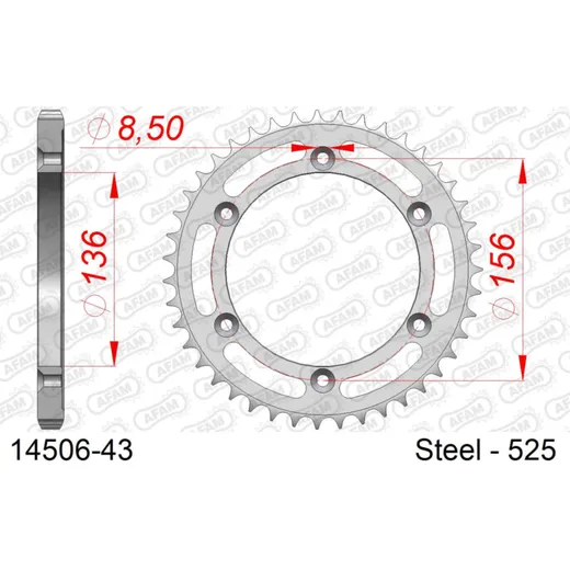 Stahl-Kettenrad AFAM 530 - 44Z Silber 1440044