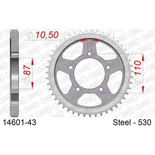 Stahl-Kettenrad AFAM 525 - 45Z Silber 1440445