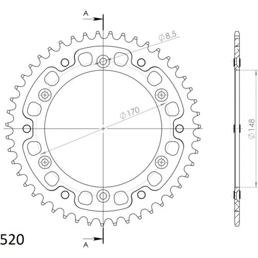 Stealth-Rear Sprocket / Chain Wheel Supersprox 520/42t black 14501K42