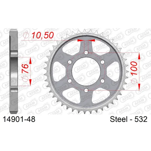 Stahl-Kettenrad AFAM 530 - 46Z Silber 1450346