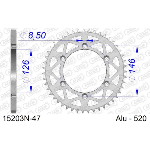 Stahl-Kettenrad AFAM 530 - 52Z Silber 1490252