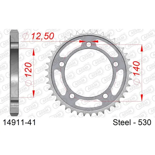 Steel Chain Wheel - Rear Sprocket AFAM 530 - 42t SILVER 1460142