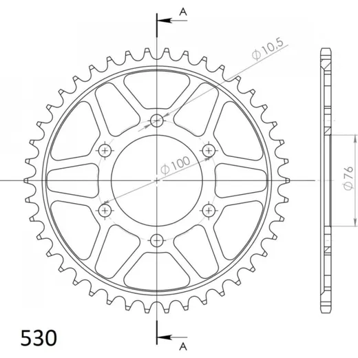 Steel-Rear Sprocket / Chain Wheel Supersprox 530/40t black 14902-40