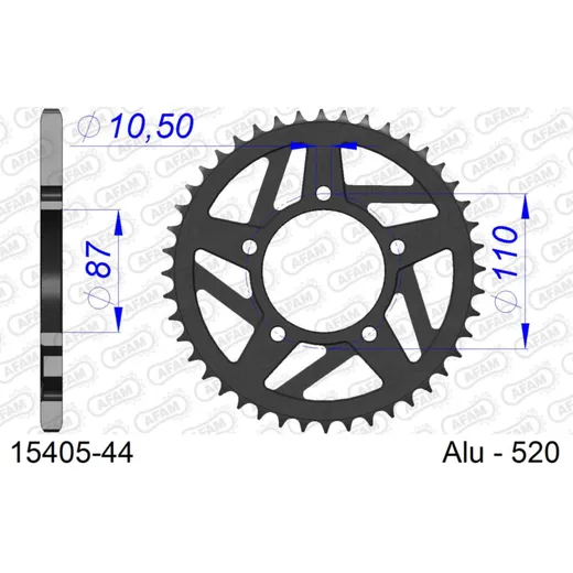 Alu-Kettenrad AFAM 520 - 51Z Silber 15203N51