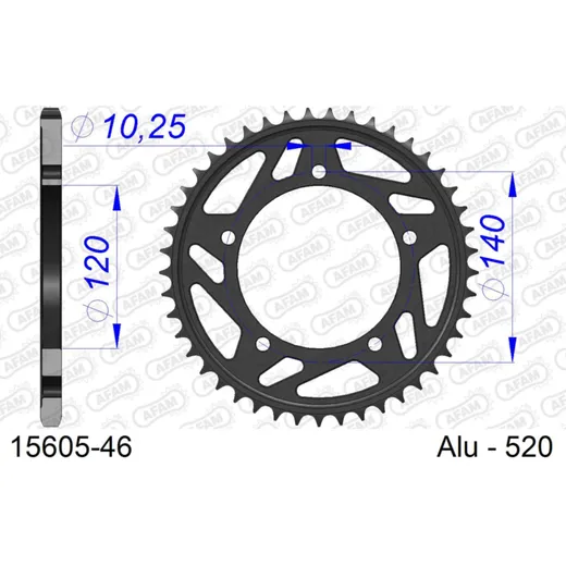 Alu-Kettenrad AFAM 520 - 51Z Silber 15206N51