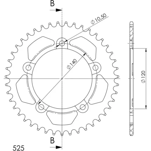 Alu-Rear Sprocket / Chain Wheel Supersprox 525/42t black 15604AK42