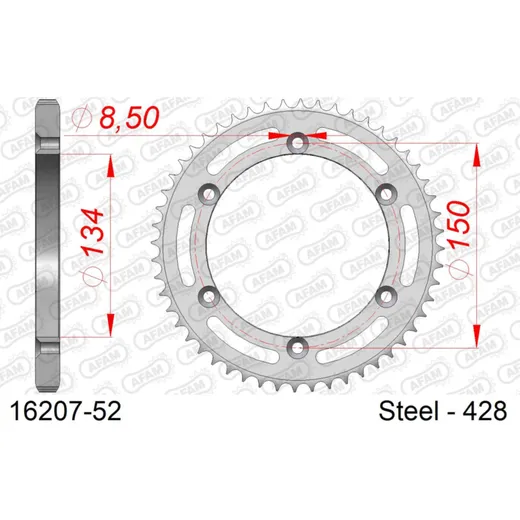 Alu Chain Wheel - Rear Sprocket AFAM 525 - 42t Gun Metal 1560442