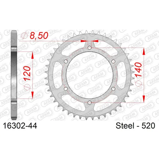 Alu Chain Wheel - Rear Sprocket AFAM 520 - 40t Gun Metal 1560540