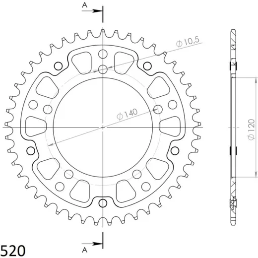 Stealth-Rear Sprocket / Chain Wheel Supersprox 520/55t gold 15605S55