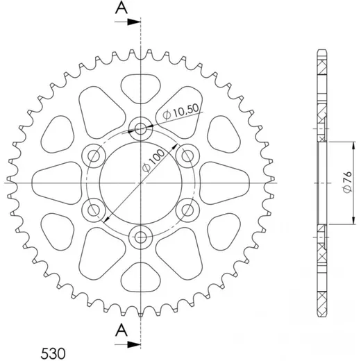 Alu-Rear Sprocket / Chain Wheel Supersprox 530/46t black 15902AK46