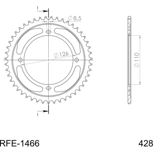 Steel-Rear Sprocket / Chain Wheel Supersprox 428/46t black 16107-46