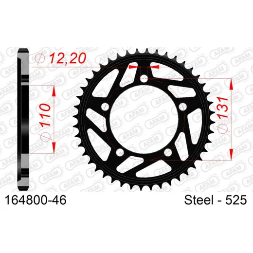 Stahl-Kettenrad AFAM 428 - 44Z Silber 1620944