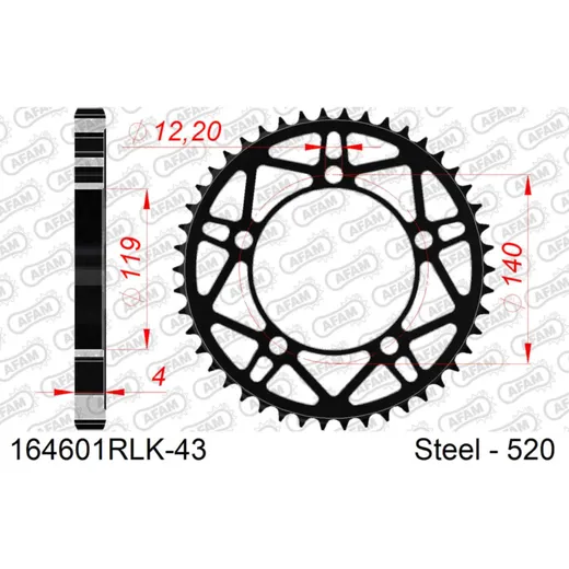 Stahl-Kettenrad AFAM 428 - 48Z Silber 1620348