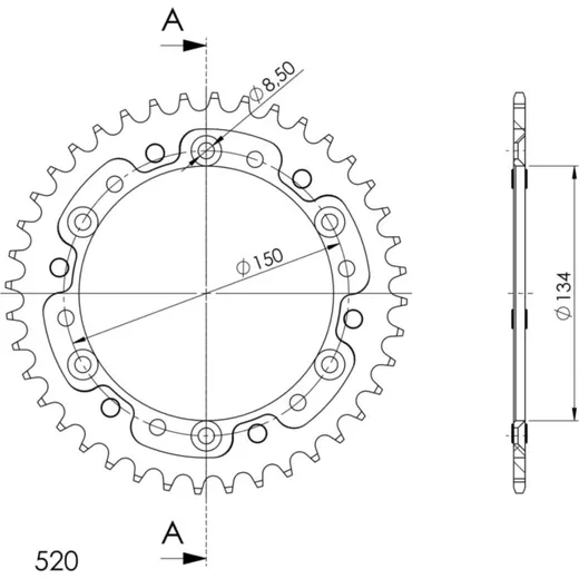 Stealth-Rear Sprocket / Chain Wheel Supersprox 520/39t blue 16204B39