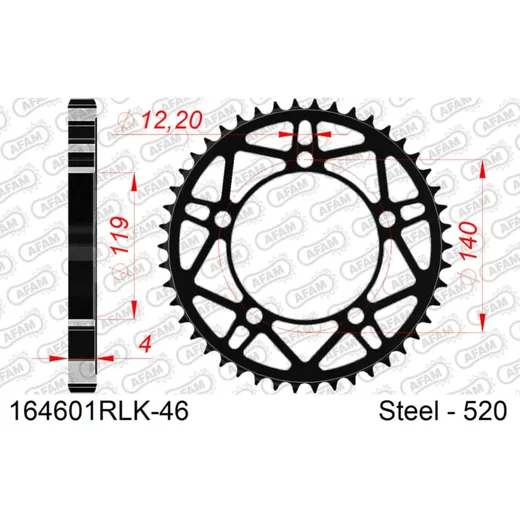 Stahl-Kettenrad AFAM 520 - 47Z Silber 1620447