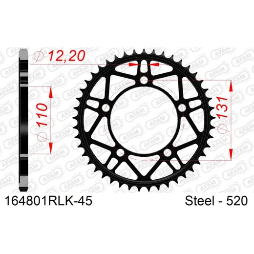 Stahl-Kettenrad AFAM 520 - 41Z Silber 1630041