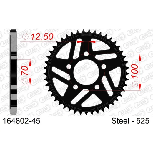 Steel Chain Wheel - Rear Sprocket AFAM 520 - 44t SILVER 1630244