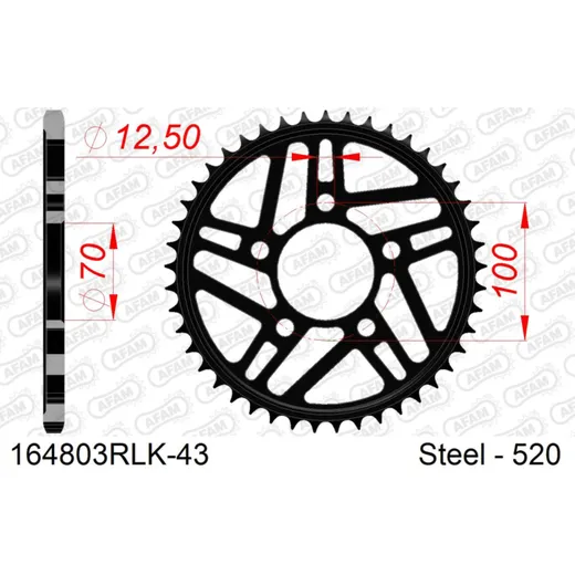 Stahl-Kettenrad AFAM 520 - 43Z Silber 1631043