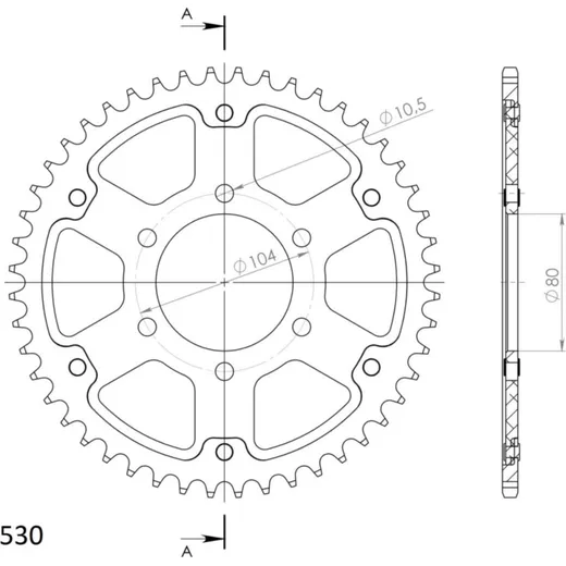 Stealth-Rear Sprocket / Chain Wheel Supersprox 530/47t gold 16402S47