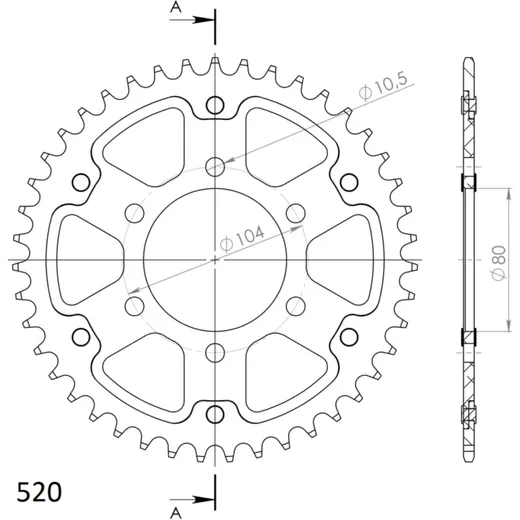 Steel-Rear Sprocket / Chain Wheel Supersprox 520/41t black 16403-41
