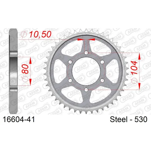 Steel Chain Wheel - Rear Sprocket AFAM 520 - 40t SILVER 1650440