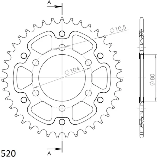 Stealth-Rear Sprocket / Chain Wheel Supersprox 520/36t gold 16403S36