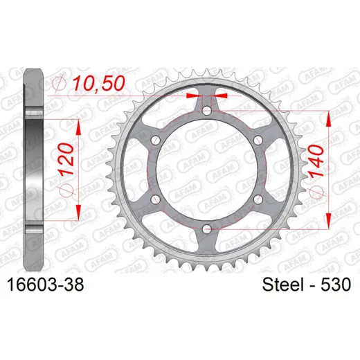 Stahl-Kettenrad AFAM 520 - 40Z Schwarz 1650040