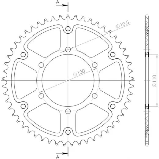 Stealth-Rear Sprocket / Chain Wheel Supersprox 520/55t gold 16500S55
