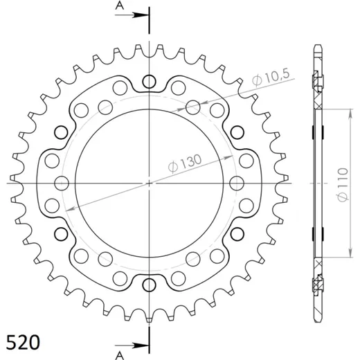 Stealth-Rear Sprocket / Chain Wheel Supersprox 520/37t silver