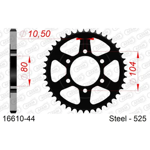 Steel Chain Wheel - Rear Sprocket AFAM 530 - 40t SILVER 1660340