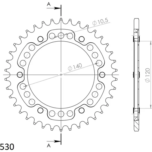 Stealth-Rear Sprocket / Chain Wheel Supersprox 530/37t red