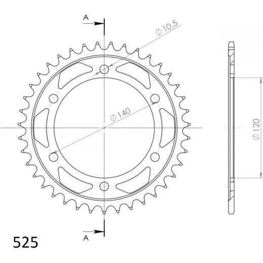 Steel-Rear Sprocket / Chain Wheel Supersprox 525/36t black 16605-36