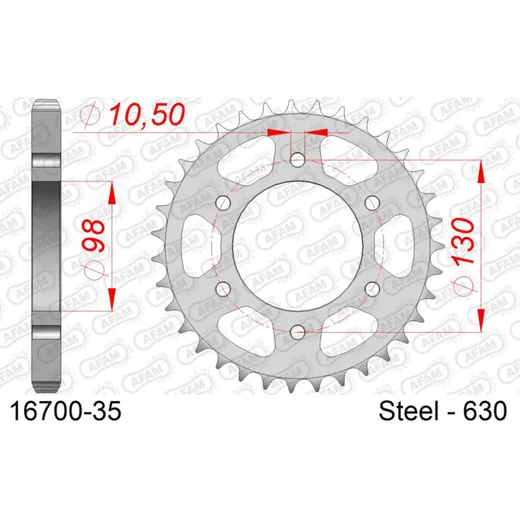 Stahl-Kettenrad AFAM 525 - 40Z Silber 1660540