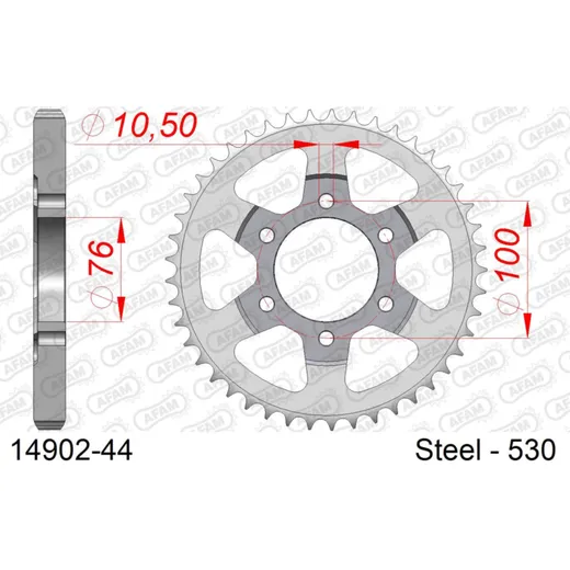 Steel Chain Wheel - Rear Sprocket AFAM 525 - 45t SILVER 1450745