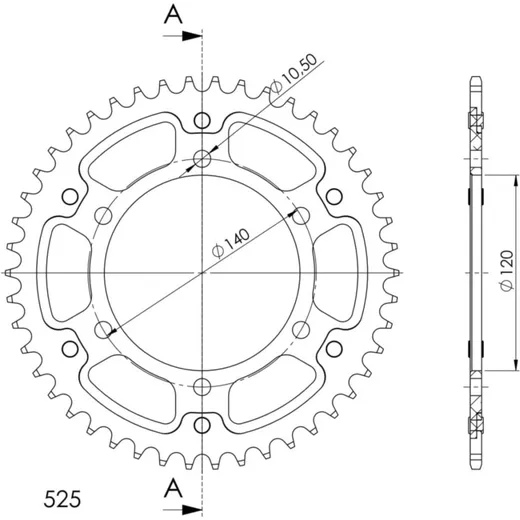 Stealth-Rear Sprocket / Chain Wheel Supersprox 525/49t black