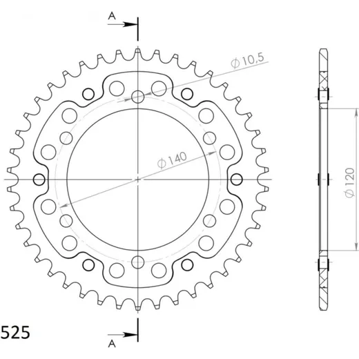 Stealth-Rear Sprocket / Chain Wheel Supersprox 525/41t red 16605R41