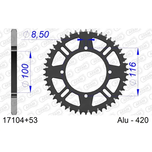 Stahl-Kettenrad AFAM 525 - 41Z Schwarz 1661041