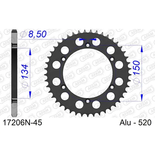 Stahl-Kettenrad AFAM 530 - 49Z Silber 1670149