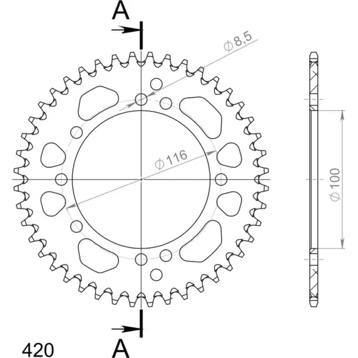 Alu-Rear Sprocket / Chain Wheel Supersprox 420/43t green