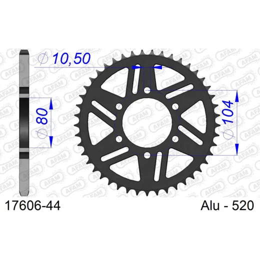 Alu Chain Wheel - Rear Sprocket AFAM 520 - 47t SILVER 17206N47