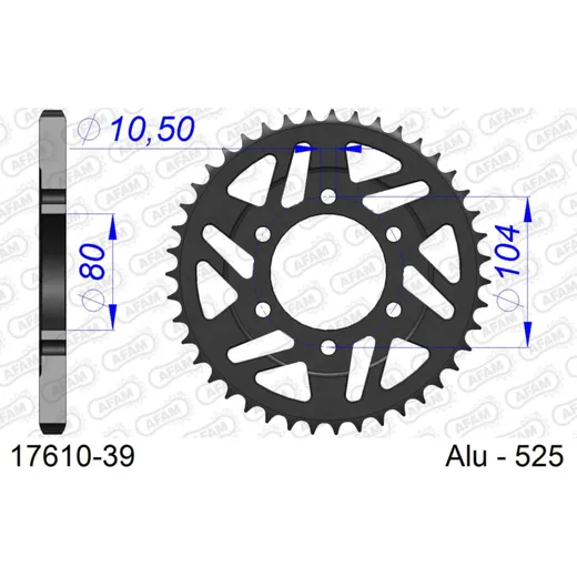 Alu-Kettenrad AFAM 520 - 53Z Silber 17206N53