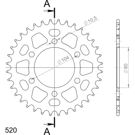 Alu-Rear Sprocket / Chain Wheel Supersprox 520/37t black
