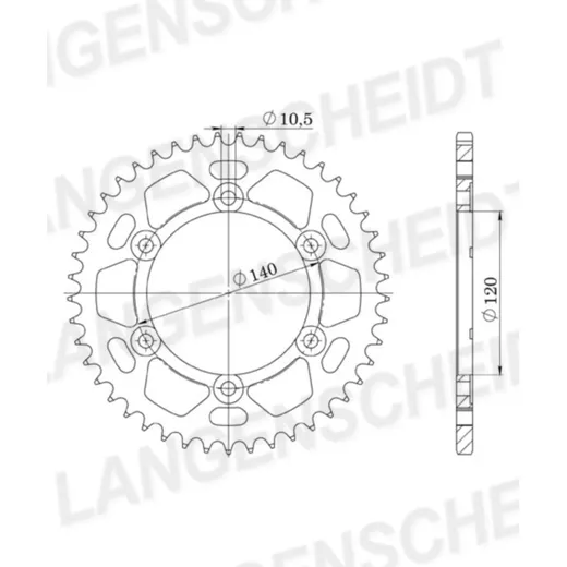Alu-Kettenrad Esjot 530 - 44Z silber