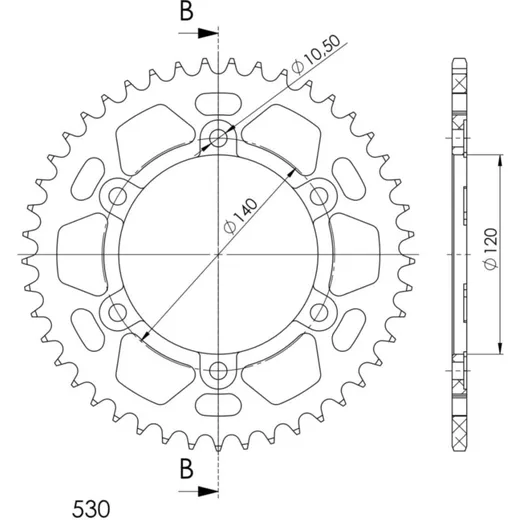 Alu-Rear Sprocket / Chain Wheel Supersprox 530/40t black 17603AK40