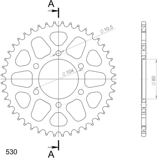 Alu-Rear Sprocket / Chain Wheel Supersprox 530/46t black 17604AK46