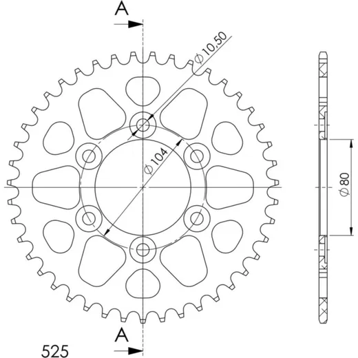 Alu-Rear Sprocket / Chain Wheel Supersprox 525/40t black 17610AK40