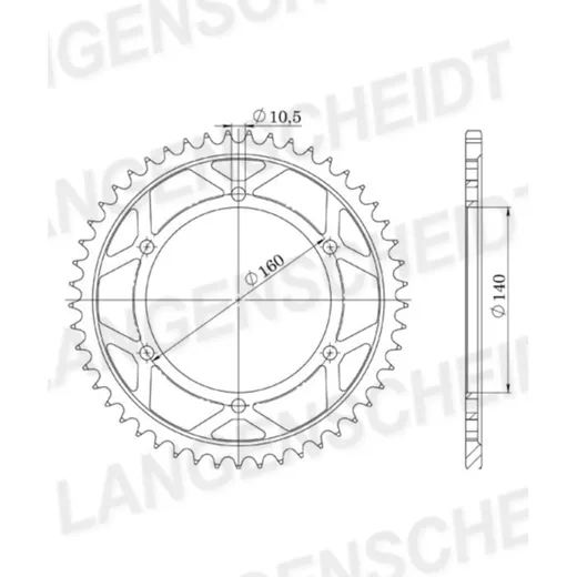 Alu-chain wheel - rear sprocket Esjot 530 - 48t silver