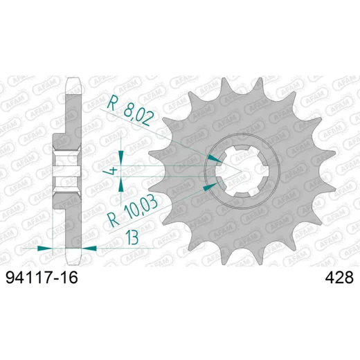Front Sprocket AFAM 428 - 16t 9411716