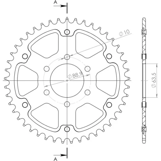 Stealth-Rear Sprocket / Chain Wheel Supersprox 520/44t gold 30109S44